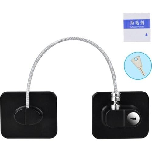 Child Safety Lock Window Kids Security Refrigerator Door Lock Limit with Key Protector Device Adhesive Q1FE