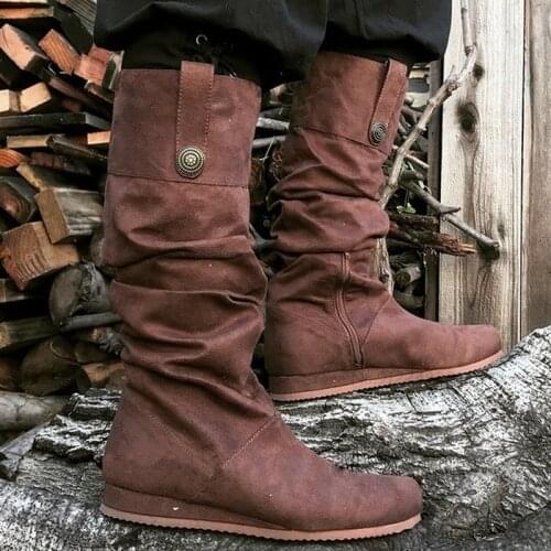 Men Medieval Retro Pirate Knight PU Leather Shoes Women Middle Ages Victorian Renaissance Gothic Steampunk Vintage Cosplay Boots