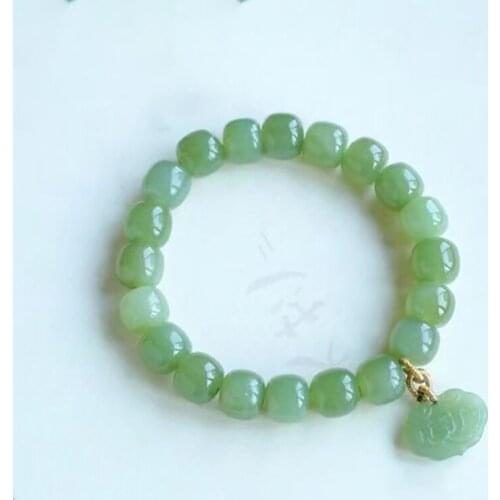 Light Green Natural Stone Bracelets DIY Bucket beads With Ru Yi Pendant Bracelets for Women Fresh Simple Fashion Jewelry