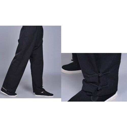 10color high quality male pure cotton frog button kung fu pants men martial arts tai chi exercise trousers bloomers