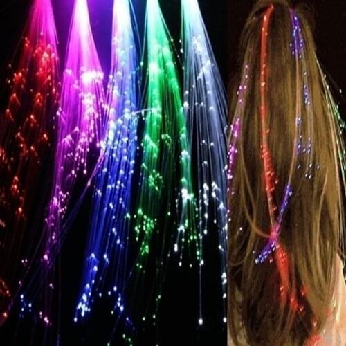Girls Color LED Light Up Braid Luminous Silk Braids Styling Luminous Fiber Optic Hairpin Decor for Halloween Party Bar Wedding