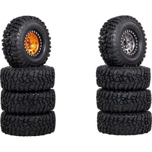 For 1/10 RC Crawler Car Traxxas TRX4 TRX6 Axial SCX10 RR10 Parts 4PCS Metal 2.2 Beadlock Wheel Rim Tires Set