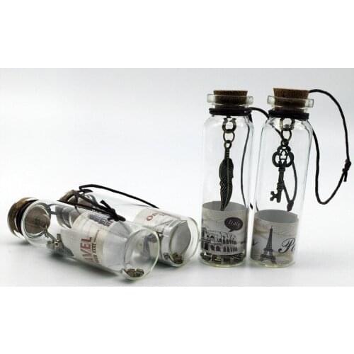Hot sale trumpet pendant retro mini bottle ,Wishing drift bottles transparent glass bottle cork creative gift ornaments