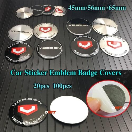 45mm 56mm 65mm 20pcs 100pcs Hot Aluminum Logo Car Emblem Dust-proof Badge Decals Label Covers Stickers Car Decoration