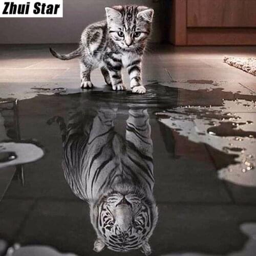 Full Square 5D DIY Diamond Painting Cat Tiger Animal Crystal Embroidery Cross Stitch Needlework Mosaic Painting Decor Gift VIP