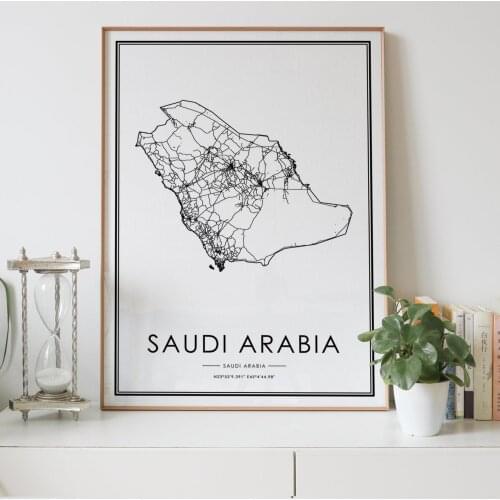 Saudi Arabia country Road map Nordic Living Room Decoration Canvas Poster Modern Home Decor Art Print Painting