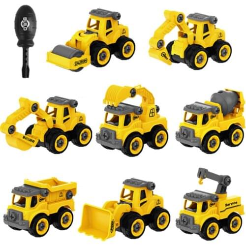 5 Styles Construction Engineering Vehicle Toys Bulldozer Crane Dump Truck Building Blocks For Children Kids Car Model Gift Toys