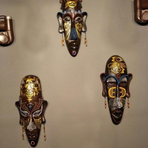 Handmade Resin Craft African Character Mask Steric Wall Hangings Creative Coffee Shop Restaurant Bar Wall Decoration Accessories