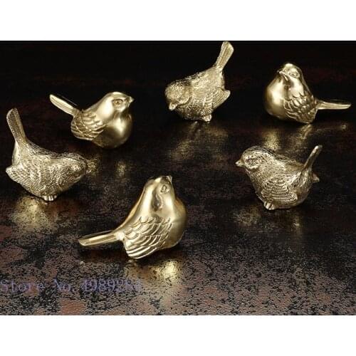 Metal copper Little bird Simulation animal sculpture Metal crafts ornaments brass Handmade Golden bird Home Decoration