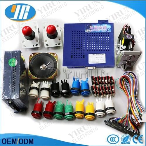 DIY Jamma Arcade game kit parts Game Elf 750 in 1 PCB Box games board+power supply+joystick+buttons+coin acceptor+jamma wire