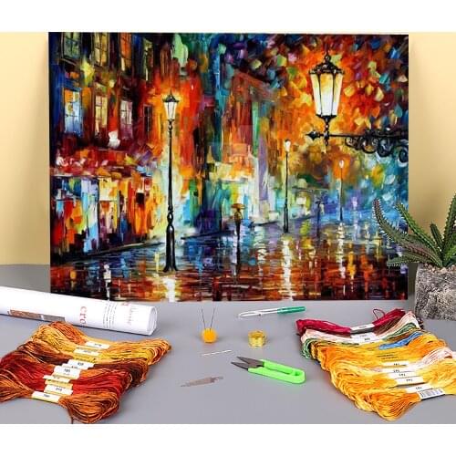 Night Lights Pre-Printed 11CT Cross Stitch Kit DIY Embroidery DMC Threads Knitting Handmade Sewing Craft Promotions Home Sales