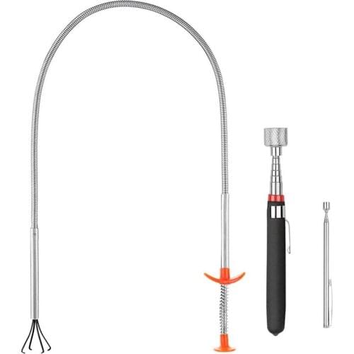 3 Pack Pick-Up Tool Set Magnetic Pick Up Tools Retrieving Telescoping Magnet Pickup Tools Bendable Curve Grabber