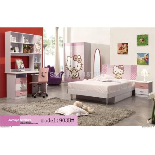 Bedroom home furniture bed wardrobe desk nightstand swivel chair hatstand hatrack furniture set
