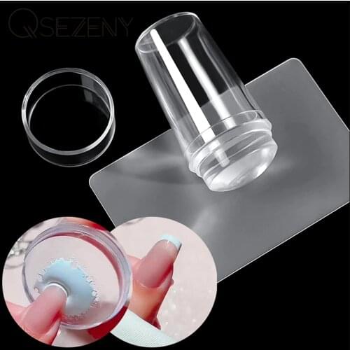 Qsezeny Nail Stamper Set Jelly Head With Scraper Nail Art Template Print Silicone Stamping Plate Tools Manicure Accessories
