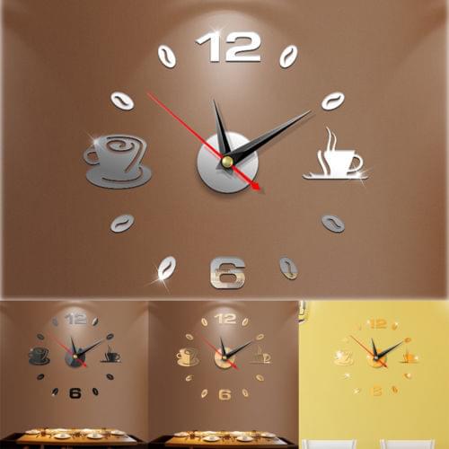 DIY 3D Number Wall Clock Mirror Sticker Home Room modern Office Decor Art Design