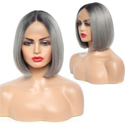 Straight Bob Wigs Synthetic Lace Front Bob Wigs for Black Women Daily wear