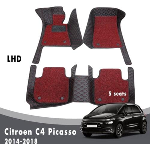 Luxury Car Floor Mats Carpets For Citroen C4 Picasso 5 seats 2018 2017 2016 2015 2014 Double Layer Wire Loop Accessories Leather