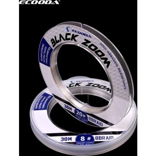 ECOODA Black Zoom Fluoro Carbon Fishing Line Fast Sinking Leader Line Sink Tip Floating Line Carp Wire 30m Leader Fishing Line