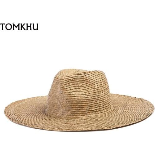 New Spring Summer Natural Straw Hand-knitted Jazz Hat Wide Brim Panama Hat For Women Men Outdoor Vacation Casual Catwalk Sun Hat