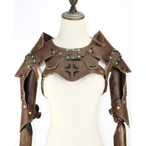 Medieval Knight Shoulder Armor Adjustable Leather Harness Spaulder For Norse Pirate Cavalier Costume Viking Battle Accessory