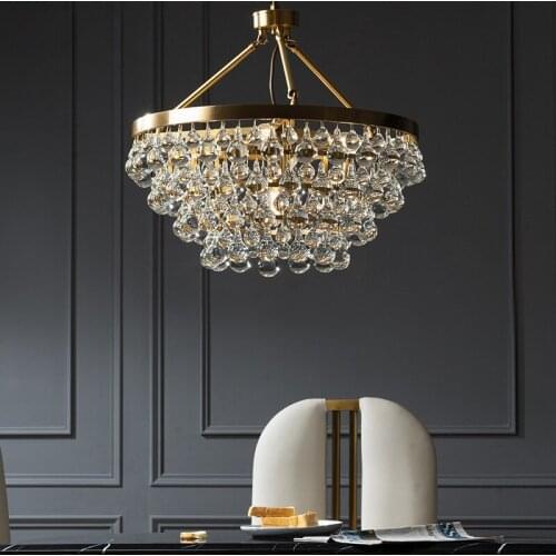 Light luxury crystal copper chandelier Postmodern minimalist living room dining room lights personalized bedroom lamps