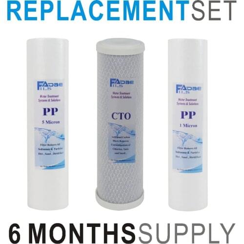 3 Stage Drinking Water Filtration Replacement Filter Set for - 3 Filters with Sediment PP 1um, Carbon Block, Sediment PP 5um