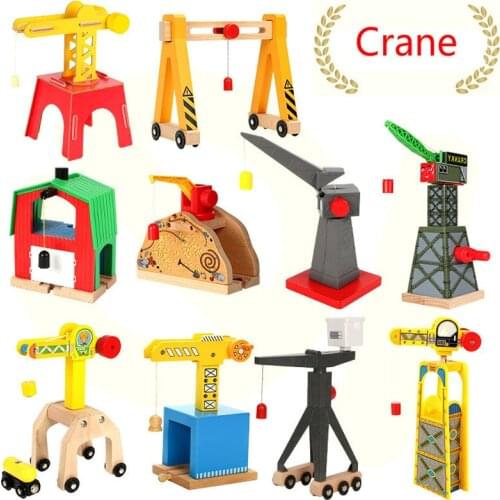 All kinds Crane for Wooden Railway Track Accessories Magnetic Train Railway Toys Compatible with All Wood Track Educational Toys