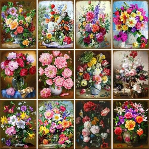 Bright-Coloured Flower Metal Tin Sign Plaque Vintage Home Garden Room Vase Flower Plate Sketching Poster Metal Sign Wall Decor