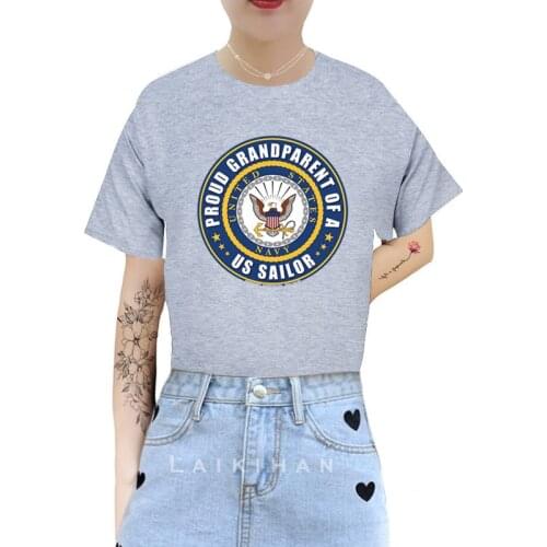 Proud Grandparent of a US Sailor Women Lady Fashion Aesthetic Clothes Summer Shirt T-shirts Top T Female Ladies Womens Tee