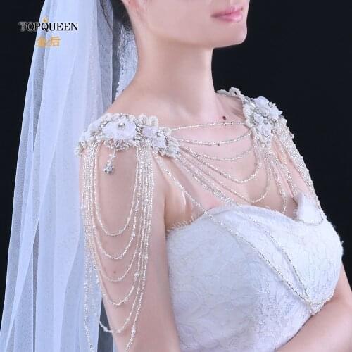 TOPQUEEN G30 Cloak Pins for Women Wedding Wrap Lace Crystal Beaded Bridal Wraps Wedding Shawls Women Formal Capes Party Jacket