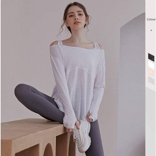 Women Long Sleeve Thumb Hole Yoga Shirts Thin Loose Sport T-shirt Hollow Out Running Sweatshirt Girls Plus Size Gym Workout Tops