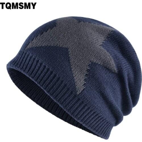 Unisex beanies women knitted wool Skullies Five-pointed star caps Plus velvet warm bone Hip Hop cap winter hats for men gorros