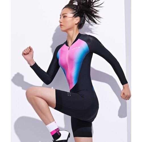 Santic Womens Pro team triathlon cycling suit long sleeve Jersey Skinsuit jumpsuit Maillot cycling Cycling clothing Set