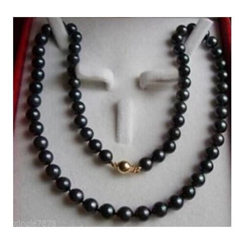 Women Gift Freshwater 8-9mm Black SaltWater Cultured Pearl Necklace