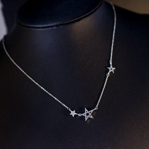 2021 Hot Sale New Crystal from Austrian Simple and stylish five-pointed star clavicle chain necklace female Fit Women For Party