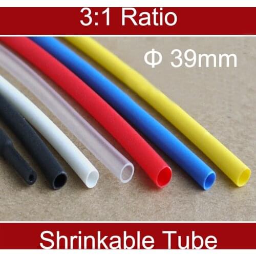 1M 3:1 39mm 3/2" Double Wall Black White Insulation Waterproof Thermosol Glue Cable Sleeve Heat Shrinking Shrinlable Tube