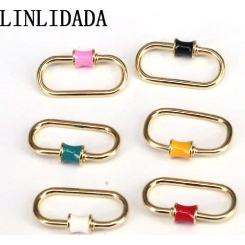 10PCS, Oval Screw Clasp, Gold Plated Oval Clasp, Carabiner Clasp, Enamel Clasp, Carabiner Lock, Interlocking Clasp