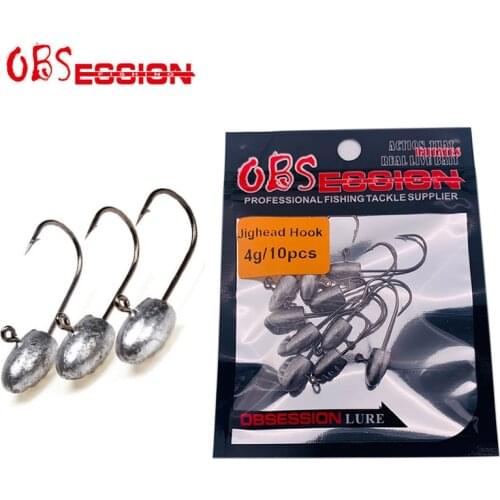 10pcs/bag Lead Jig Head Fishing Barbed Hooks For Soft Lure Bait Barbed Single Fishhook Carp Rockfish Jigging Fishing Accessories