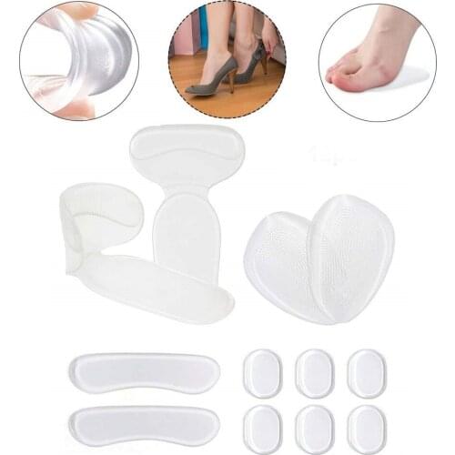 12pcs Foot Protection Inserts Adult Men Women Transparent Mini Liner Heel Grips Set Abrasion Forefoot Cushion Blister Prevention