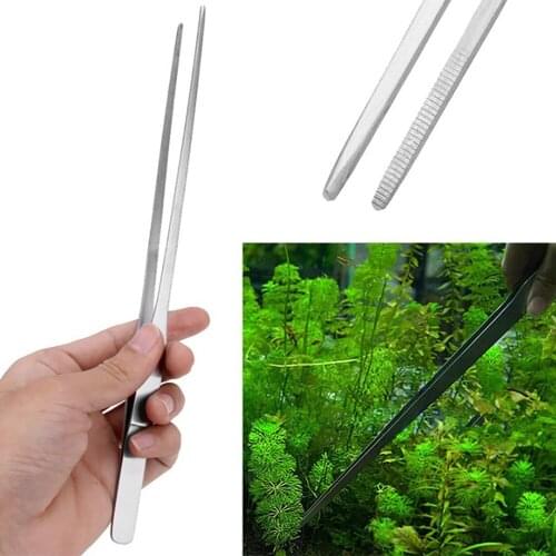 27cm /25cm Stainless Steel Aquarium Live Curve Plant Long Tongs Scissor Tweezers Grass Waterweed Cleaning Tool Fish Supplies Hot