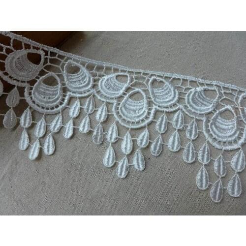 5 Yards White venise lace, Peacock lace trim, White feathers lace applique, Wedding bridal lace supply
