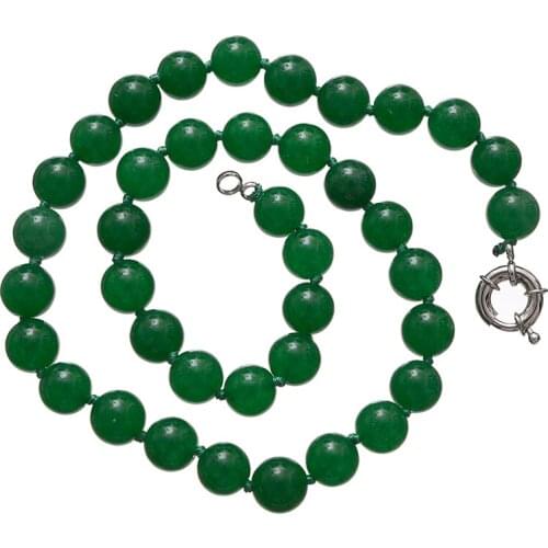 Free shipping Natural Malay jade necklace green round bead 10 mm jewelry necklace DIY beads for womens Party Gift