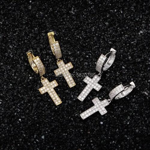 Hip Hop Jewelry large cross earrings for men, hanging cross earrings for men