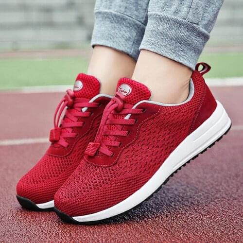 Large Size Summer Sports Woman Running Shoes Women Sport Shoes Ladies Sneakers 2021 Red Bascket Femme Tennis Toning Walk E-1075