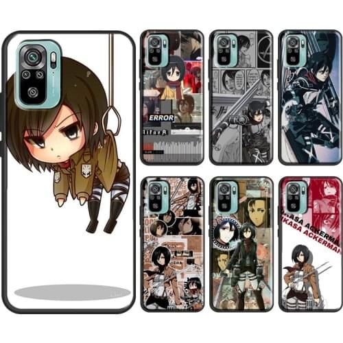 Mikasa Ackerman Attack on titan anime For Xiaomi Redmi Note 9 7 8 10 Pro Note 9S 8T Cover For Redmi 9C 9 9T 6A 7A 8A 9A Case