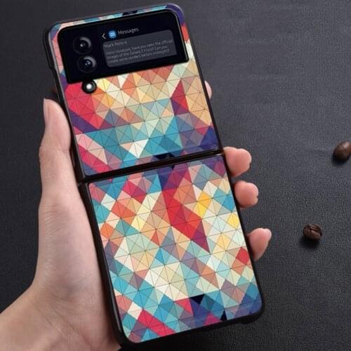 Z Flip 3 Funda Case for Samsung Galaxy Z Flip 3 Painted Starry Sky Cartoons Animals Plaid PU Leather Protection Phone Case Cover