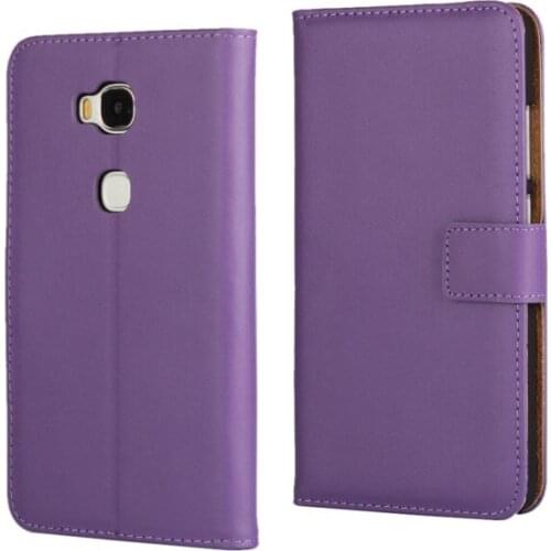 Black High Quality Genuine Leather Wallet Cover Case for Huawei Honor 5X with Stand Function and Card Holder Phone Bag