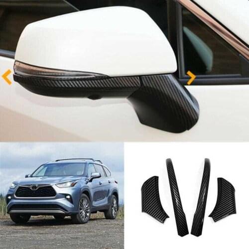 For Toyota Highlander 2021-2022 Car Accessories ABS Carbon Fiber Car Rear View Side Mirror Decoration Cover Trims Exterior