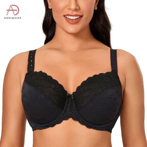 Womens Floral Lace Minimizer Bra Plus Size Unlined Full Coverage Underwire Smooth