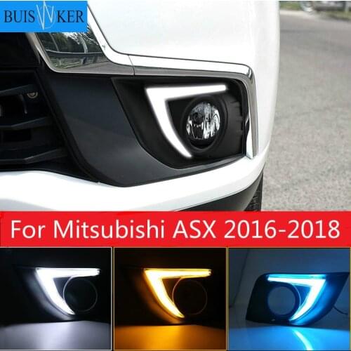 2pcs For Mitsubishi ASX 2016 2017 2018 LED DRL Daytime Running Light Daylight yellow Signal lamp car-Styling lights